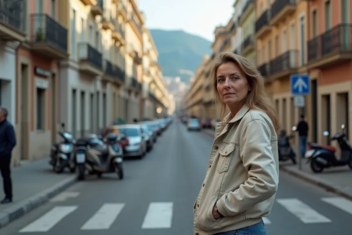 Femme d'âge moyen dans un quartier résidentiel de Nice