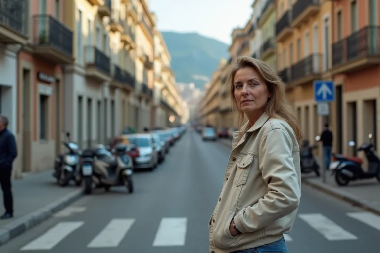 Femme d'âge moyen dans un quartier résidentiel de Nice