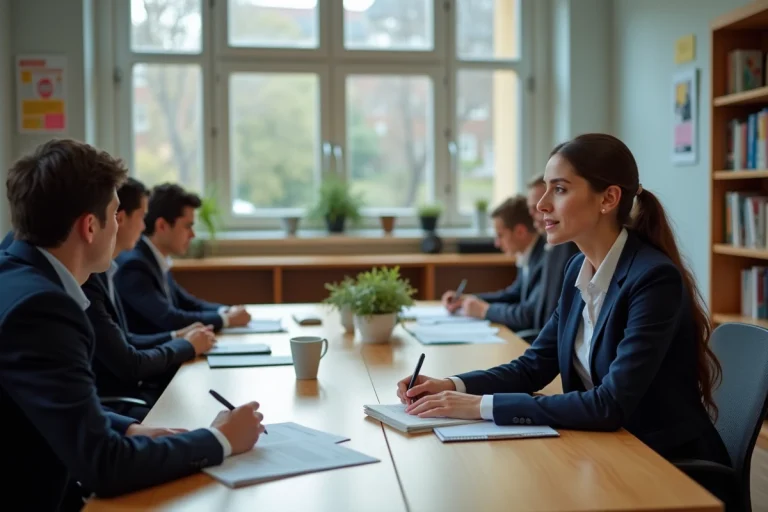 Candidate préparant l'oral du concours CPE face à un jury dans une salle institutionnelle