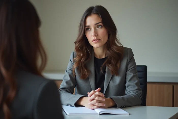 Candidate reformulant mentalement une question du jury avant de répondre lors d'un oral CPE